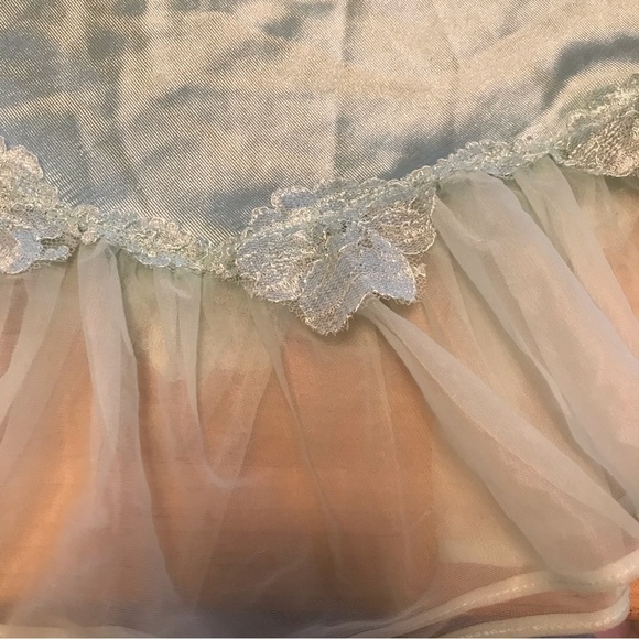 Vintage Beth Michaels Lingerie Top Camisole Mint Green Size Medium Satin Ruffle - Picture 7 of 8